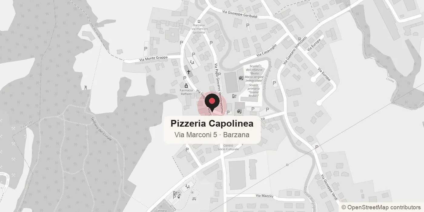 Mappa di Barzana con la posizione della Pizzeria Capolinea in Via Marconi 5